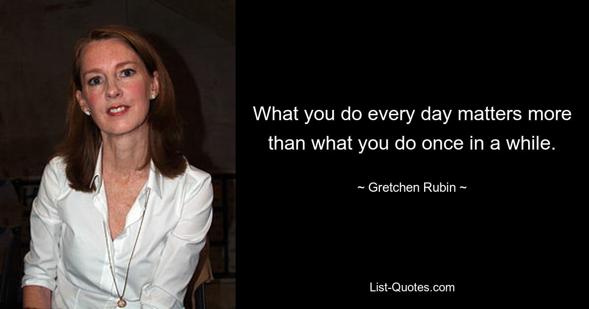 What you do every day matters more than what you do once in a while. — © Gretchen Rubin