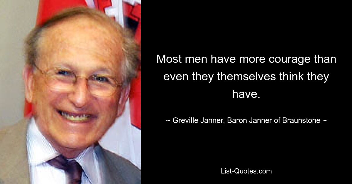 Most men have more courage than even they themselves think they have. — © Greville Janner, Baron Janner of Braunstone