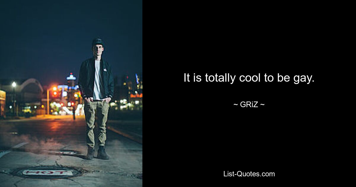 It is totally cool to be gay. — © GRiZ