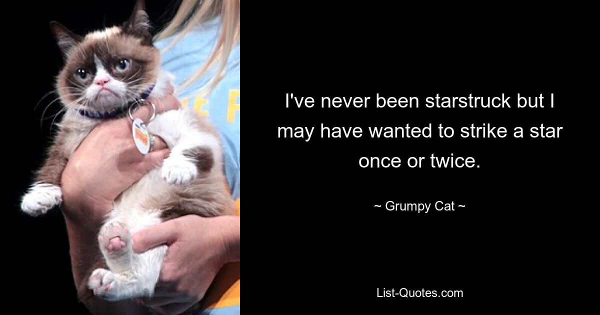 I've never been starstruck but I may have wanted to strike a star once or twice. — © Grumpy Cat