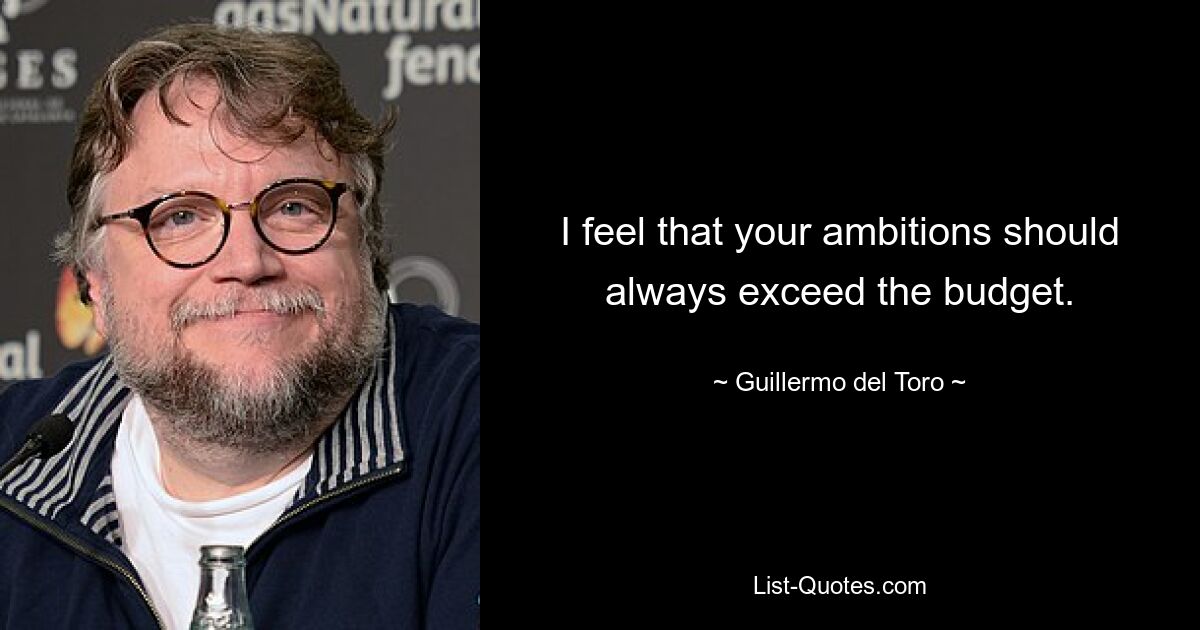 I feel that your ambitions should always exceed the budget. — © Guillermo del Toro