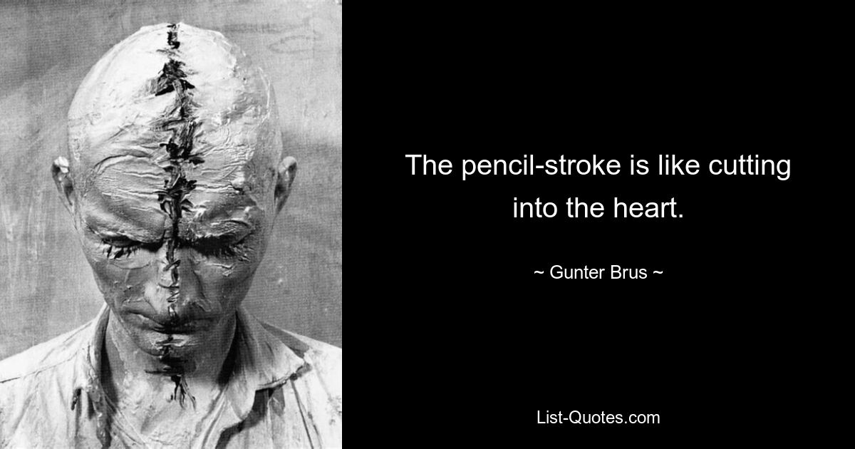 The pencil-stroke is like cutting into the heart. — © Gunter Brus