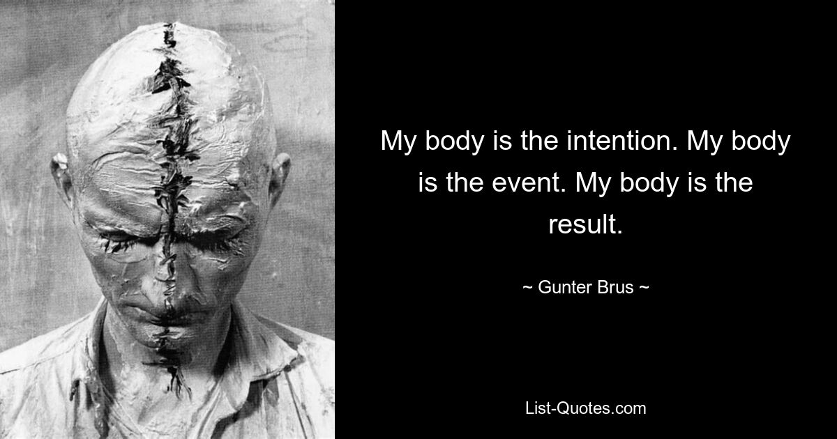 My body is the intention. My body is the event. My body is the result. — © Gunter Brus