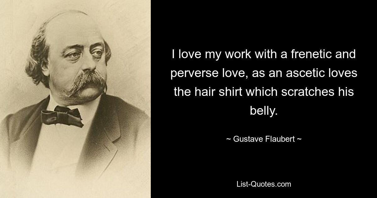 Я люблю свою работу неистовой и извращенной любовью, как аскет любит власяницу, которая царапает ему живот. — © Гюстав Флобер 