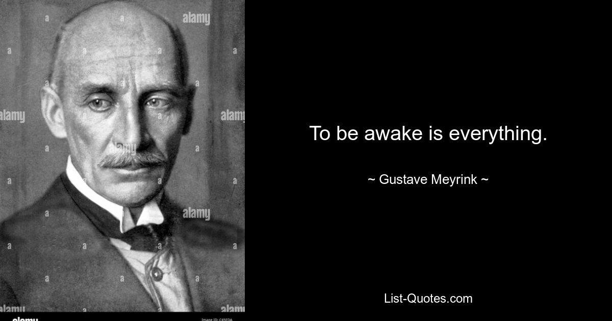 To be awake is everything. — © Gustave Meyrink