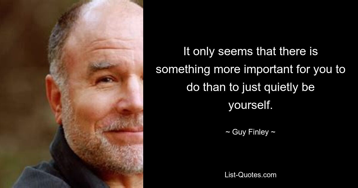 It only seems that there is something more important for you to do than to just quietly be yourself. — © Guy Finley