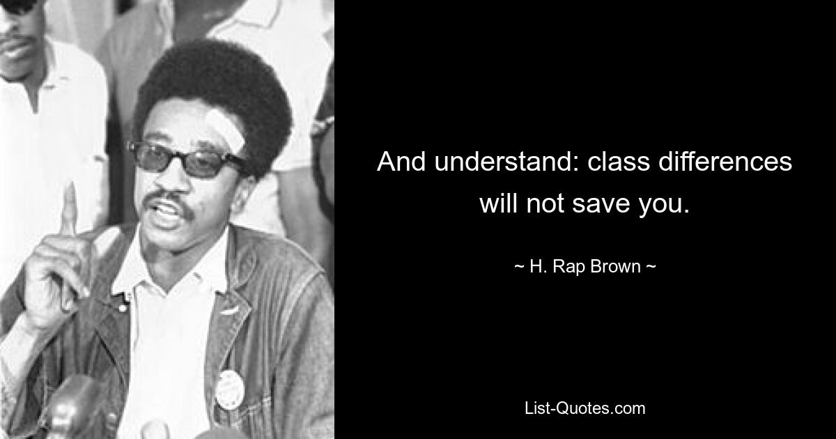 And understand: class differences will not save you. — © H. Rap Brown