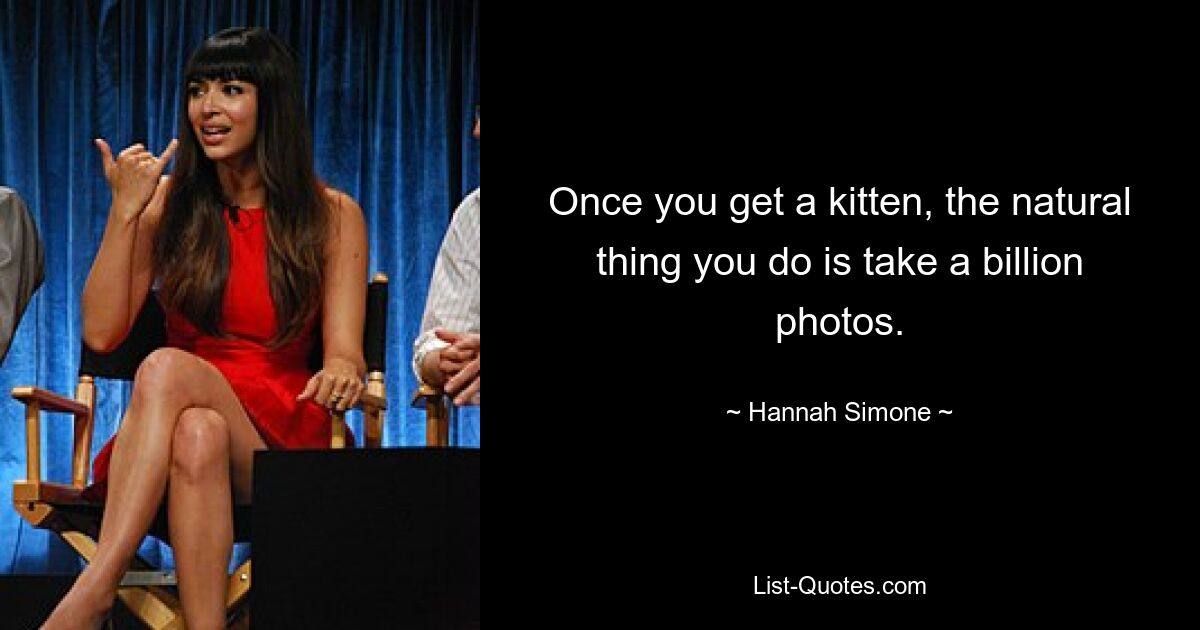 Once you get a kitten, the natural thing you do is take a billion photos. — © Hannah Simone