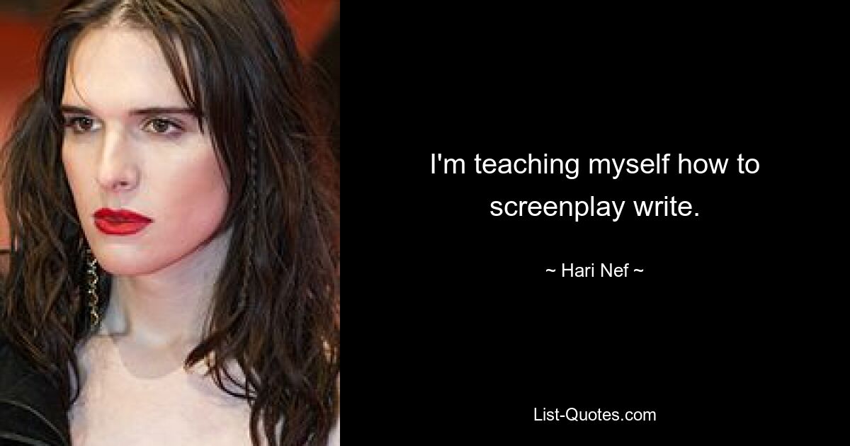 I'm teaching myself how to screenplay write. — © Hari Nef