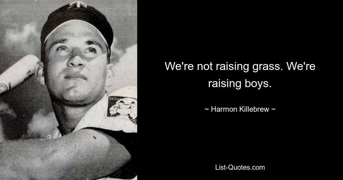 We're not raising grass. We're raising boys. — © Harmon Killebrew