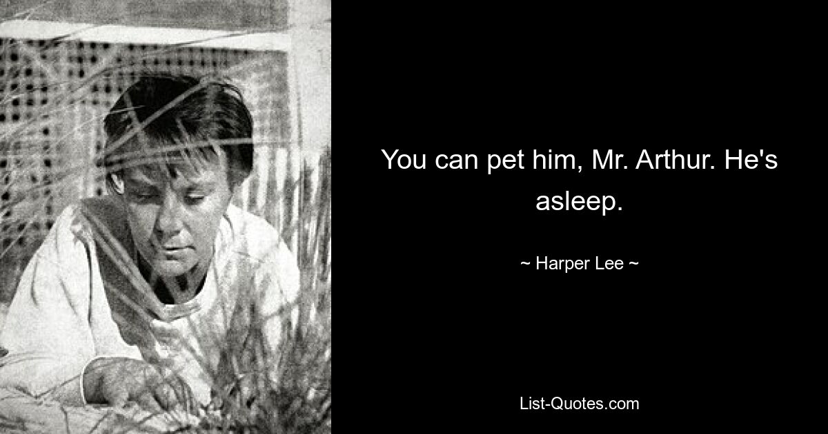 You can pet him, Mr. Arthur. He's asleep. — © Harper Lee