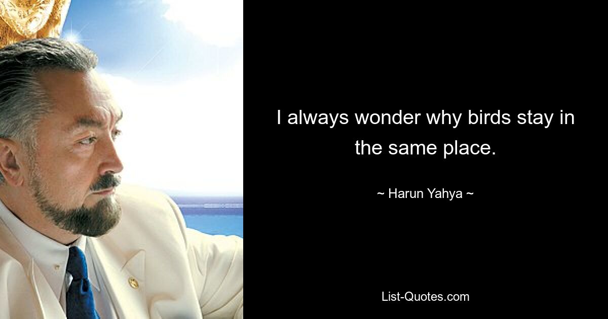 I always wonder why birds stay in the same place. — © Harun Yahya