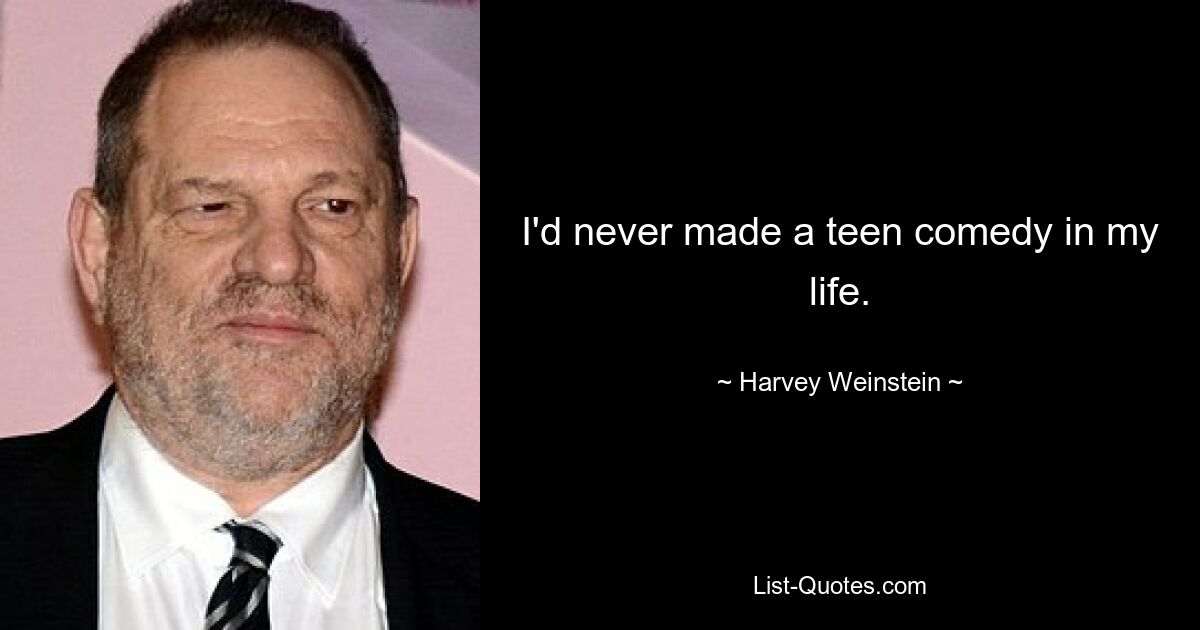 I'd never made a teen comedy in my life. — © Harvey Weinstein