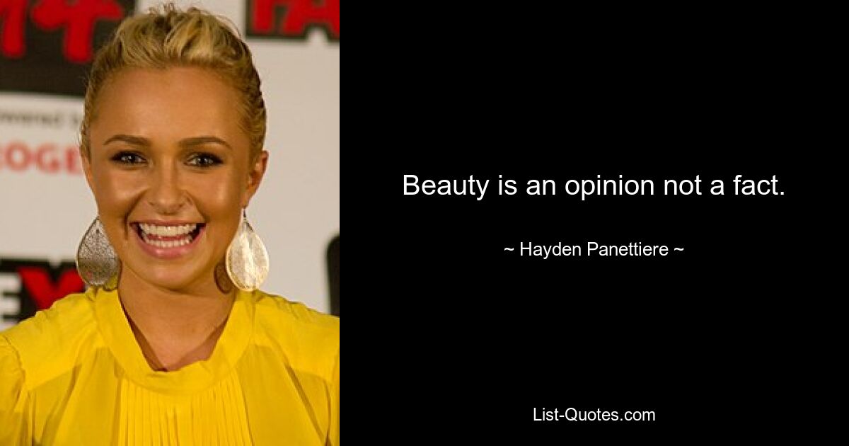 Beauty is an opinion not a fact. — © Hayden Panettiere