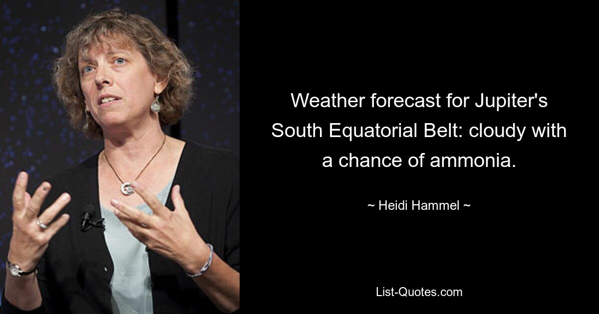 Weather forecast for Jupiter's South Equatorial Belt: cloudy with a chance of ammonia. — © Heidi Hammel