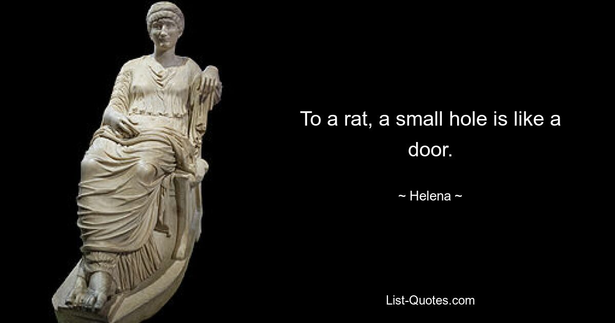 To a rat, a small hole is like a door. — © Helena