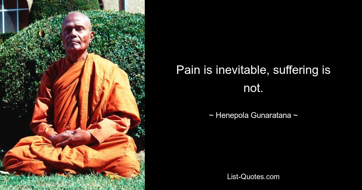 Pain is inevitable, suffering is not. — © Henepola Gunaratana