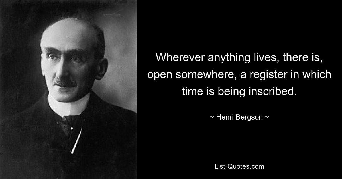 Wherever anything lives, there is, open somewhere, a register in which time is being inscribed. — © Henri Bergson