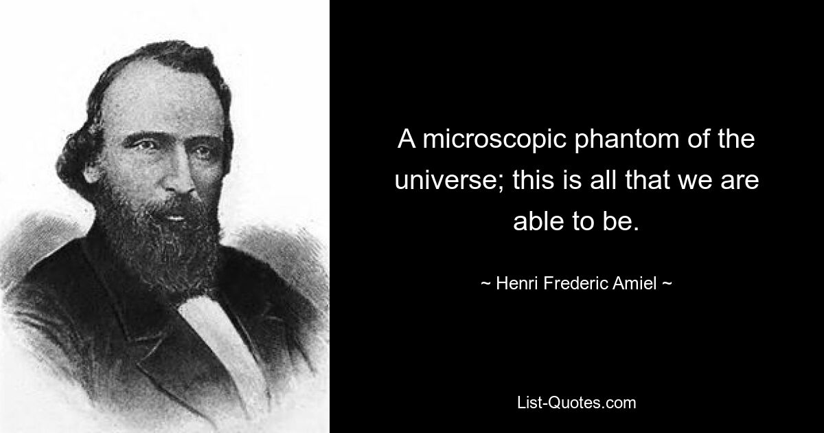 A microscopic phantom of the universe; this is all that we are able to be. — © Henri Frederic Amiel