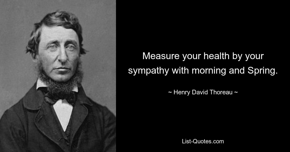 Measure your health by your sympathy with morning and Spring. — © Henry David Thoreau