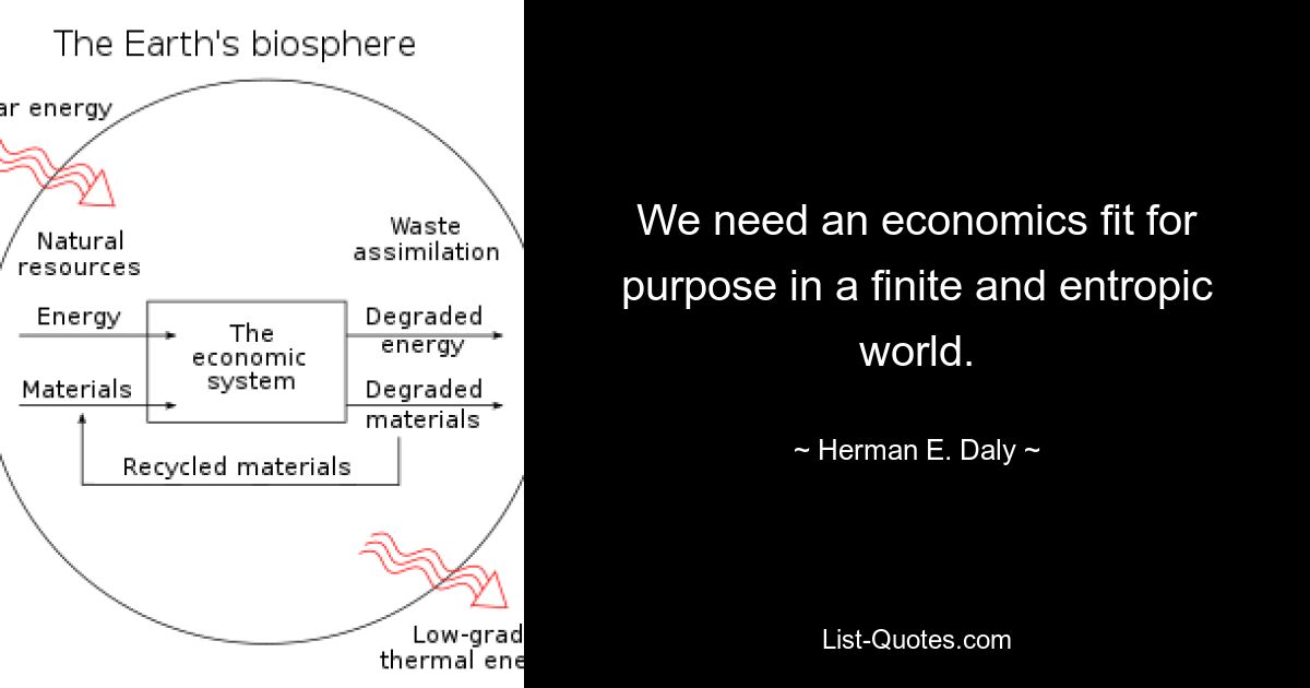 We need an economics fit for purpose in a finite and entropic world. — © Herman E. Daly