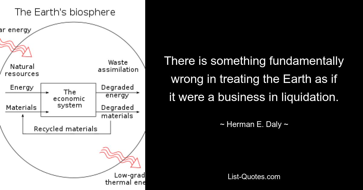 There is something fundamentally wrong in treating the Earth as if it were a business in liquidation. — © Herman E. Daly