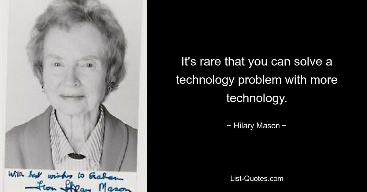 It's rare that you can solve a technology problem with more technology. — © Hilary Mason