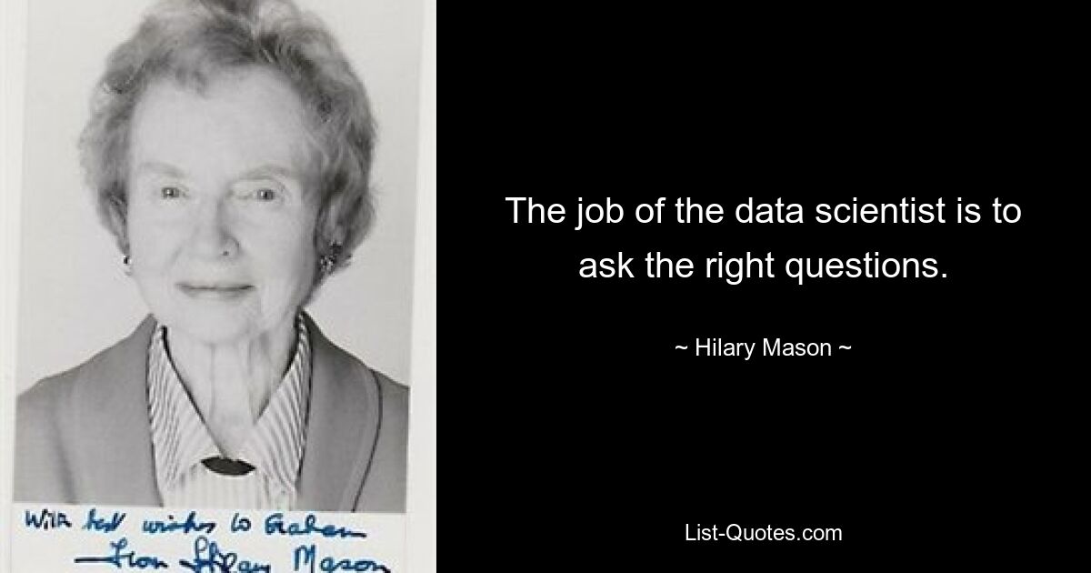 The job of the data scientist is to ask the right questions. — © Hilary Mason