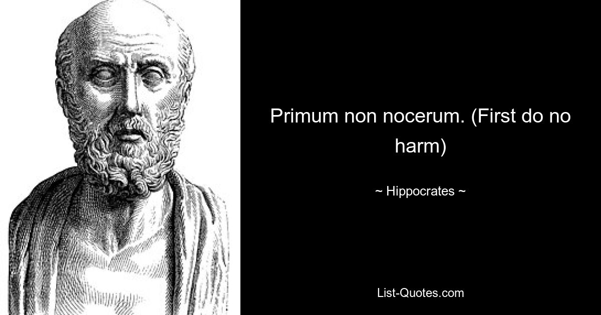 Primum non nocerum. (First do no harm) — © Hippocrates