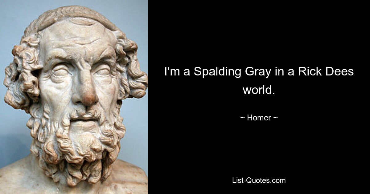 I'm a Spalding Gray in a Rick Dees world. — © Homer