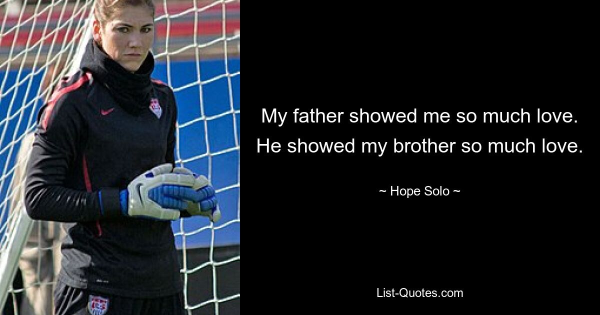 My father showed me so much love. He showed my brother so much love. — © Hope Solo