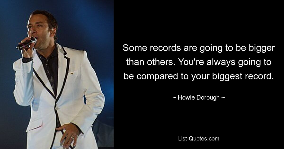 Some records are going to be bigger than others. You're always going to be compared to your biggest record. — © Howie Dorough