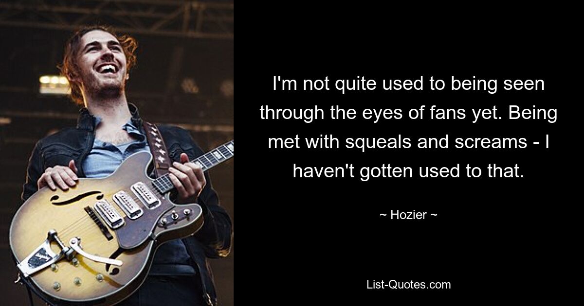 I'm not quite used to being seen through the eyes of fans yet. Being met with squeals and screams - I haven't gotten used to that. — © Hozier