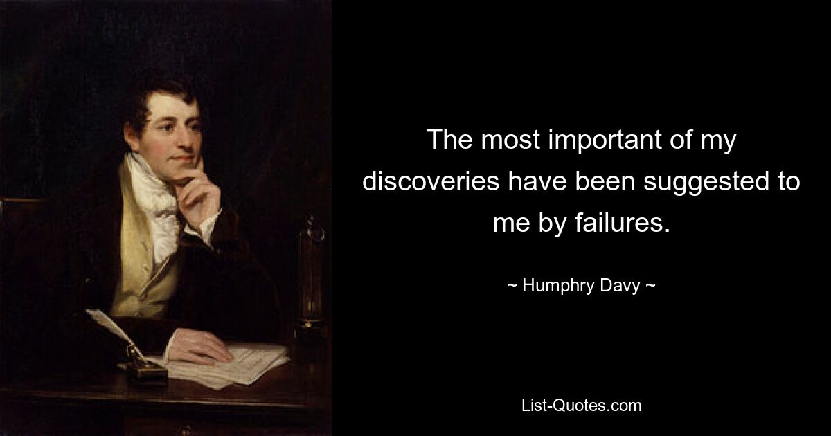 The most important of my discoveries have been suggested to me by failures. — © Humphry Davy