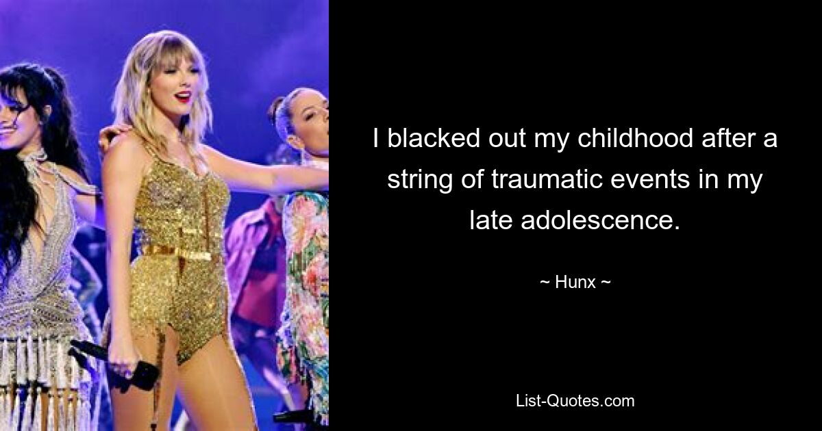 I blacked out my childhood after a string of traumatic events in my late adolescence. — © Hunx