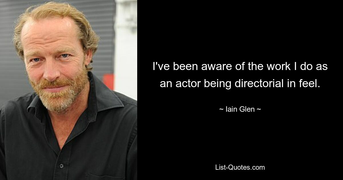 I've been aware of the work I do as an actor being directorial in feel. — © Iain Glen