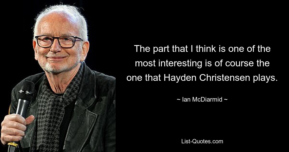 The part that I think is one of the most interesting is of course the one that Hayden Christensen plays. — © Ian McDiarmid