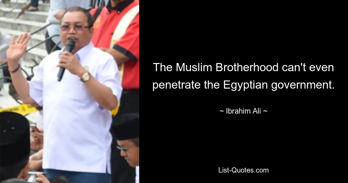 The Muslim Brotherhood can't even penetrate the Egyptian government. — © Ibrahim Ali