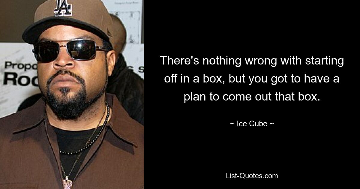 There's nothing wrong with starting off in a box, but you got to have a plan to come out that box. — © Ice Cube