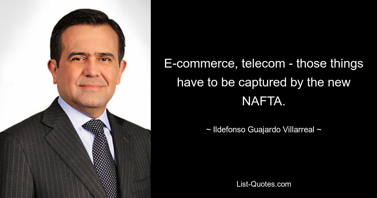 E-commerce, telecom - those things have to be captured by the new NAFTA. — © Ildefonso Guajardo Villarreal