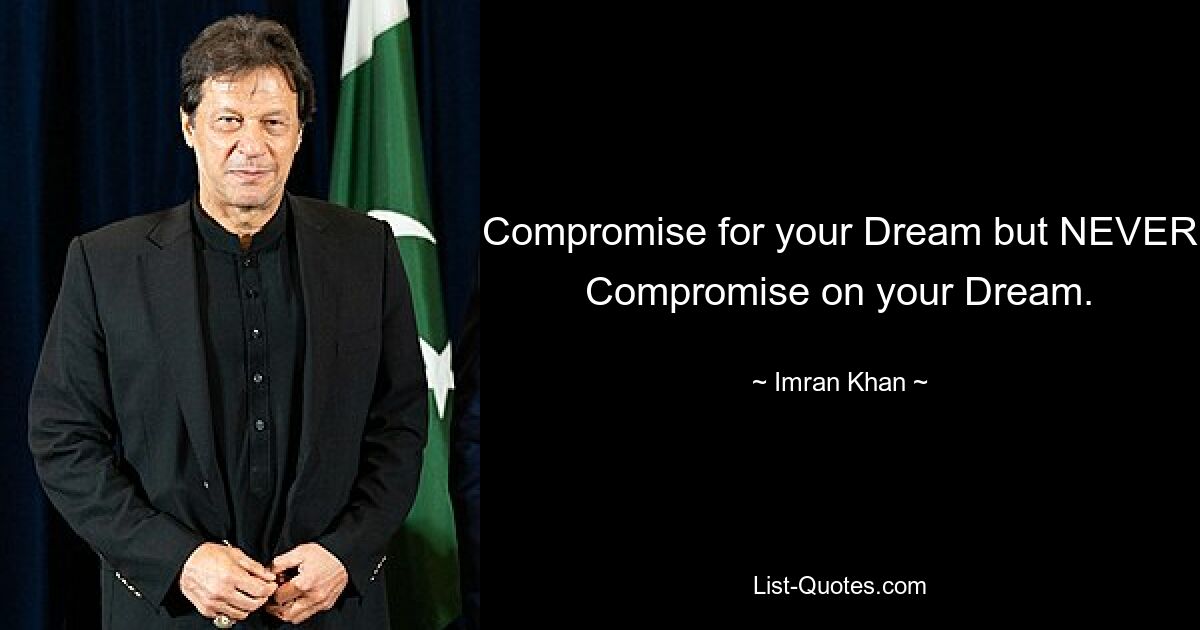 Compromise for your Dream but NEVER Compromise on your Dream. — © Imran Khan