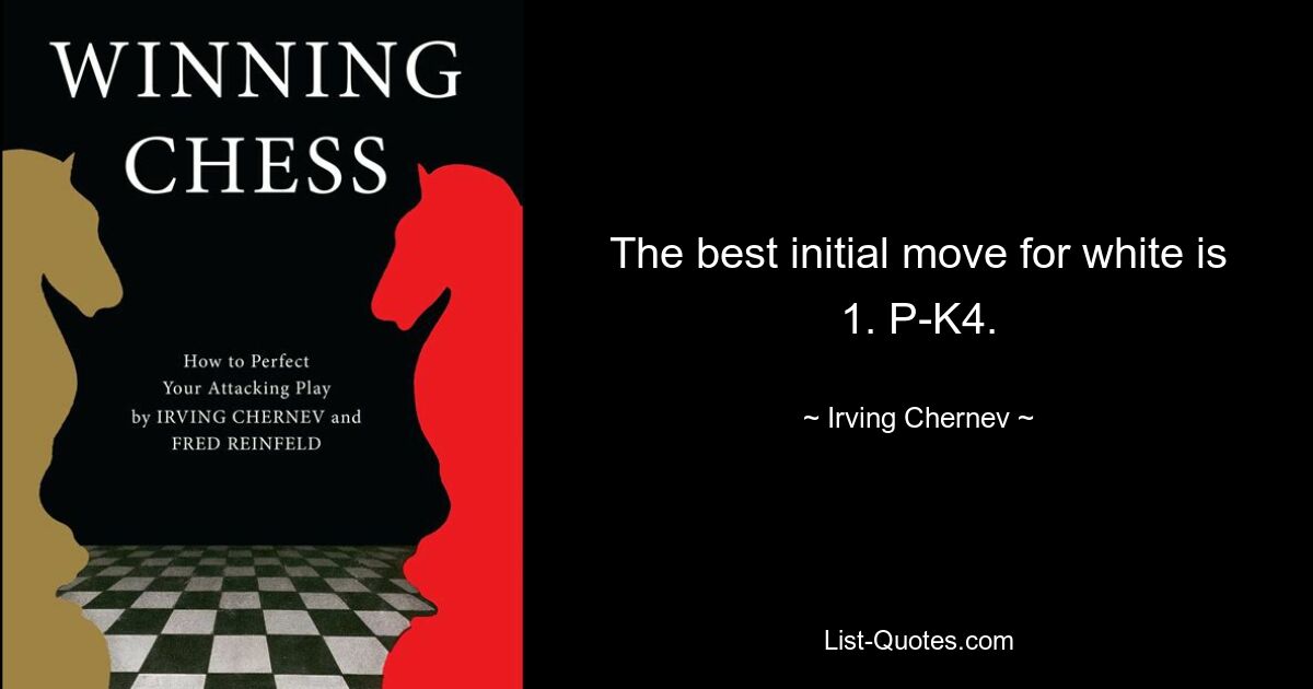 The best initial move for white is 1. P-K4. — © Irving Chernev