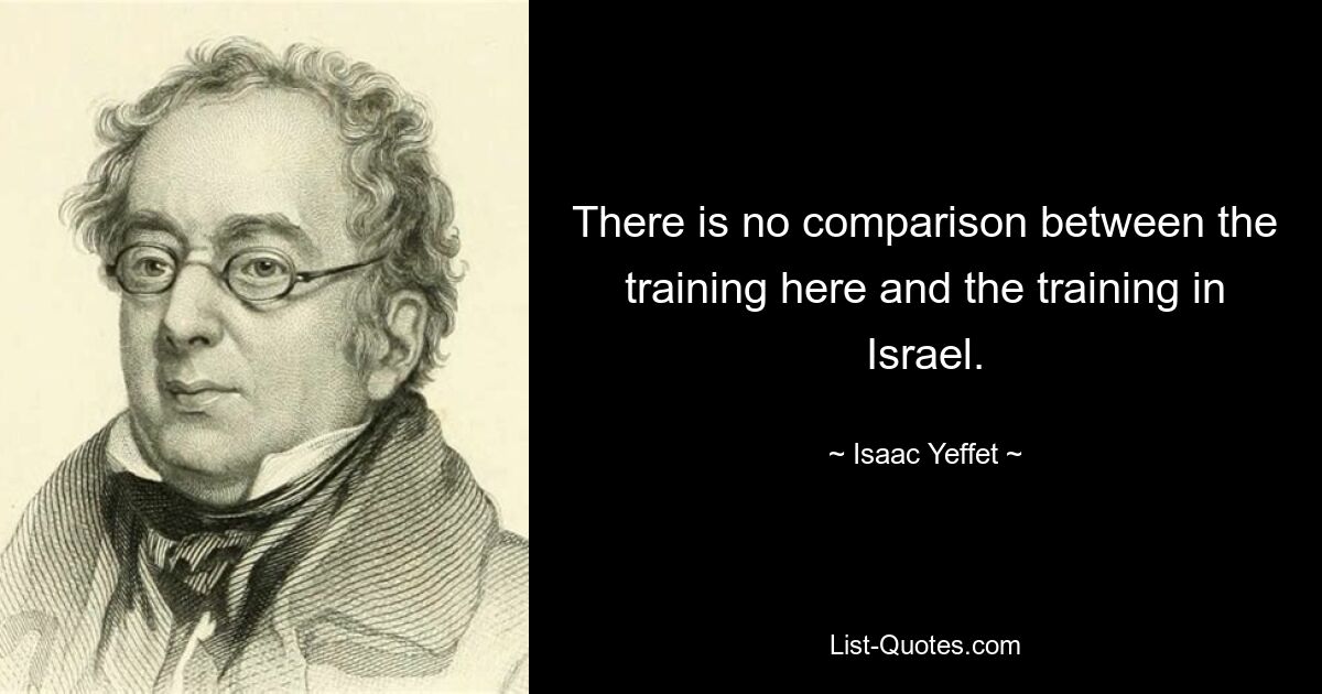 There is no comparison between the training here and the training in Israel. — © Isaac Yeffet