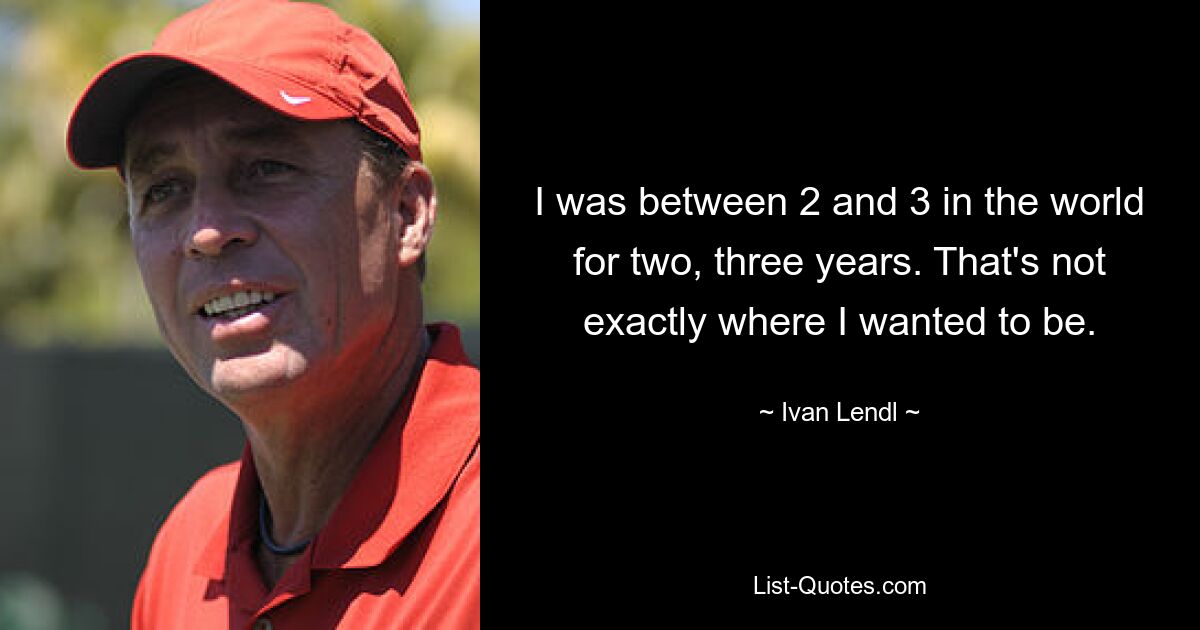 I was between 2 and 3 in the world for two, three years. That's not exactly where I wanted to be. — © Ivan Lendl