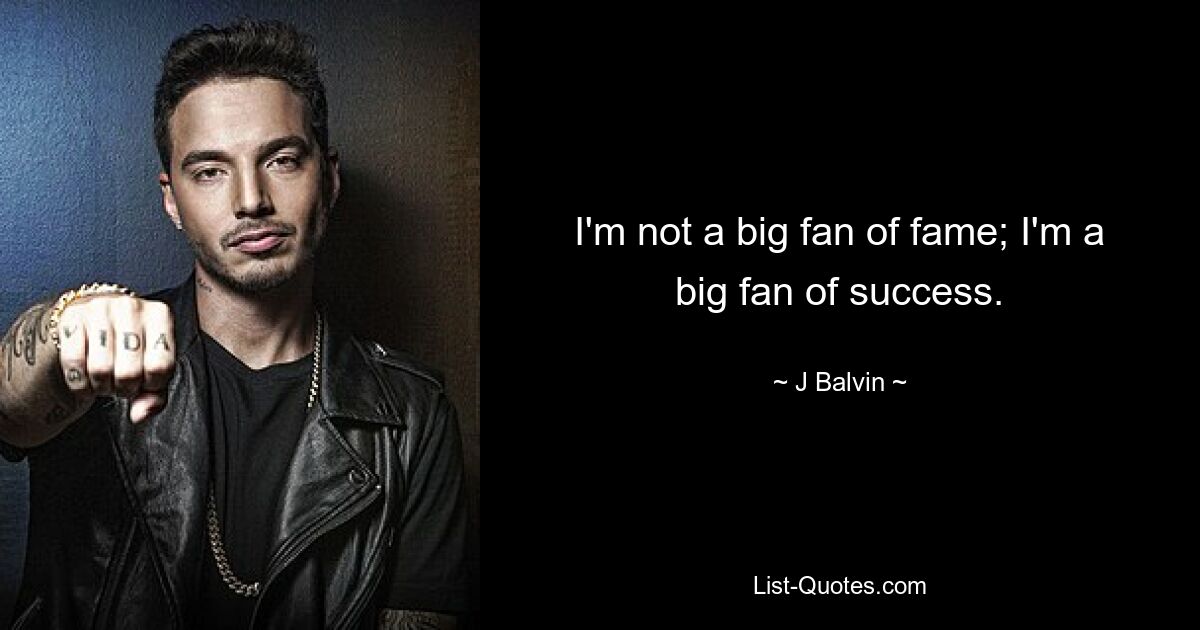 I'm not a big fan of fame; I'm a big fan of success. — © J Balvin