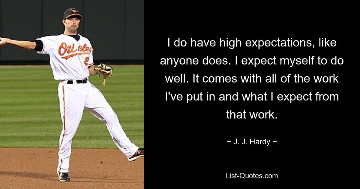 I do have high expectations, like anyone does. I expect myself to do well. It comes with all of the work I've put in and what I expect from that work. — © J. J. Hardy