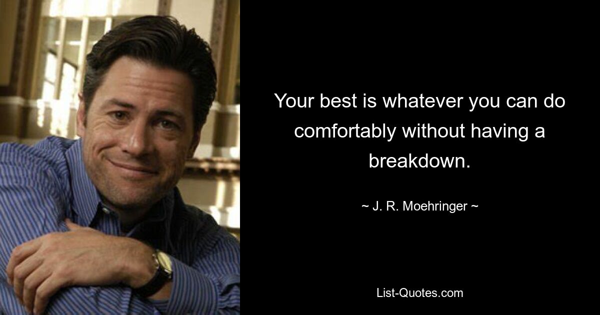 Your best is whatever you can do comfortably without having a breakdown. — © J. R. Moehringer