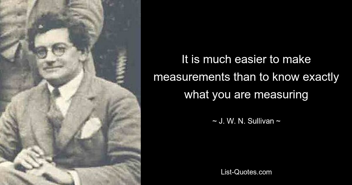 It is much easier to make measurements than to know exactly what you are measuring — © J. W. N. Sullivan