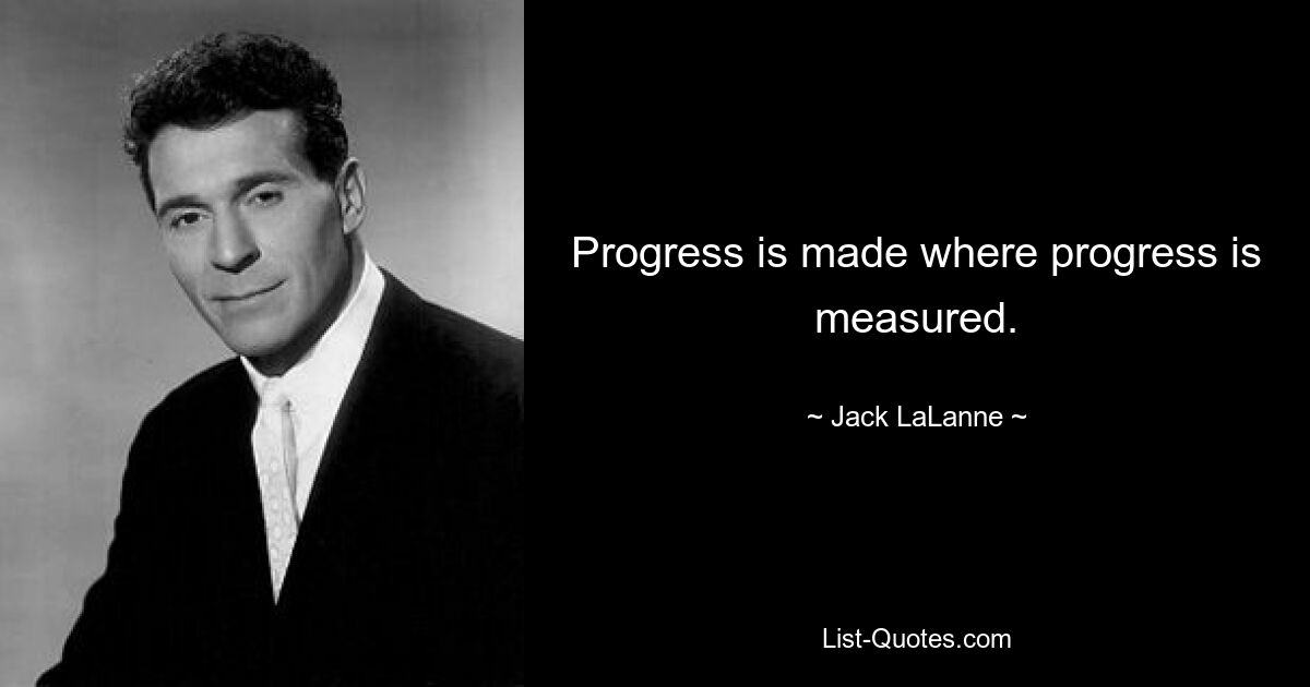 Progress is made where progress is measured. — © Jack LaLanne