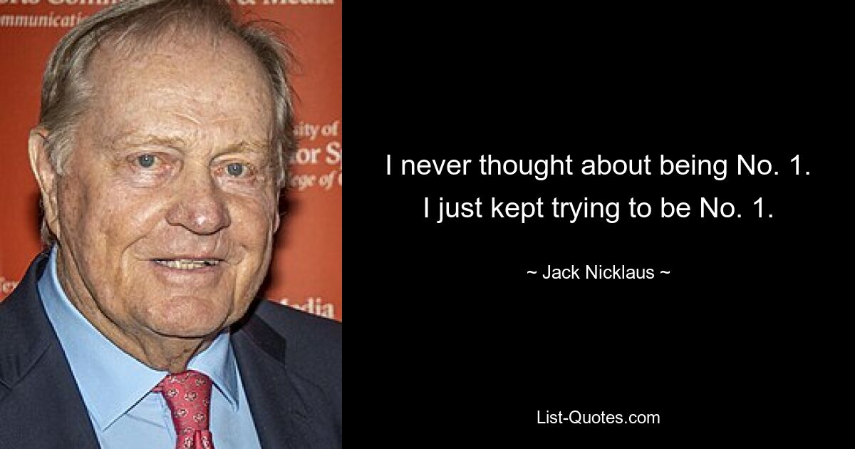 I never thought about being No. 1. I just kept trying to be No. 1. — © Jack Nicklaus